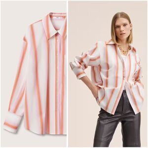 Mango Poplin Striped Cotton Shirt New